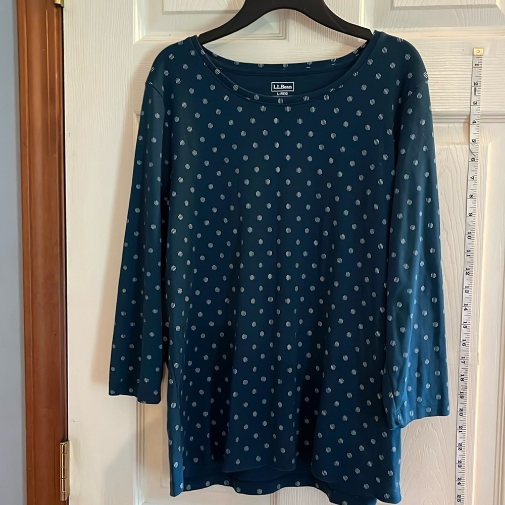 L.L. Bean-L-dark teal/green-crewneck, pull over,100% SUPIMA cotton,shirt/top.